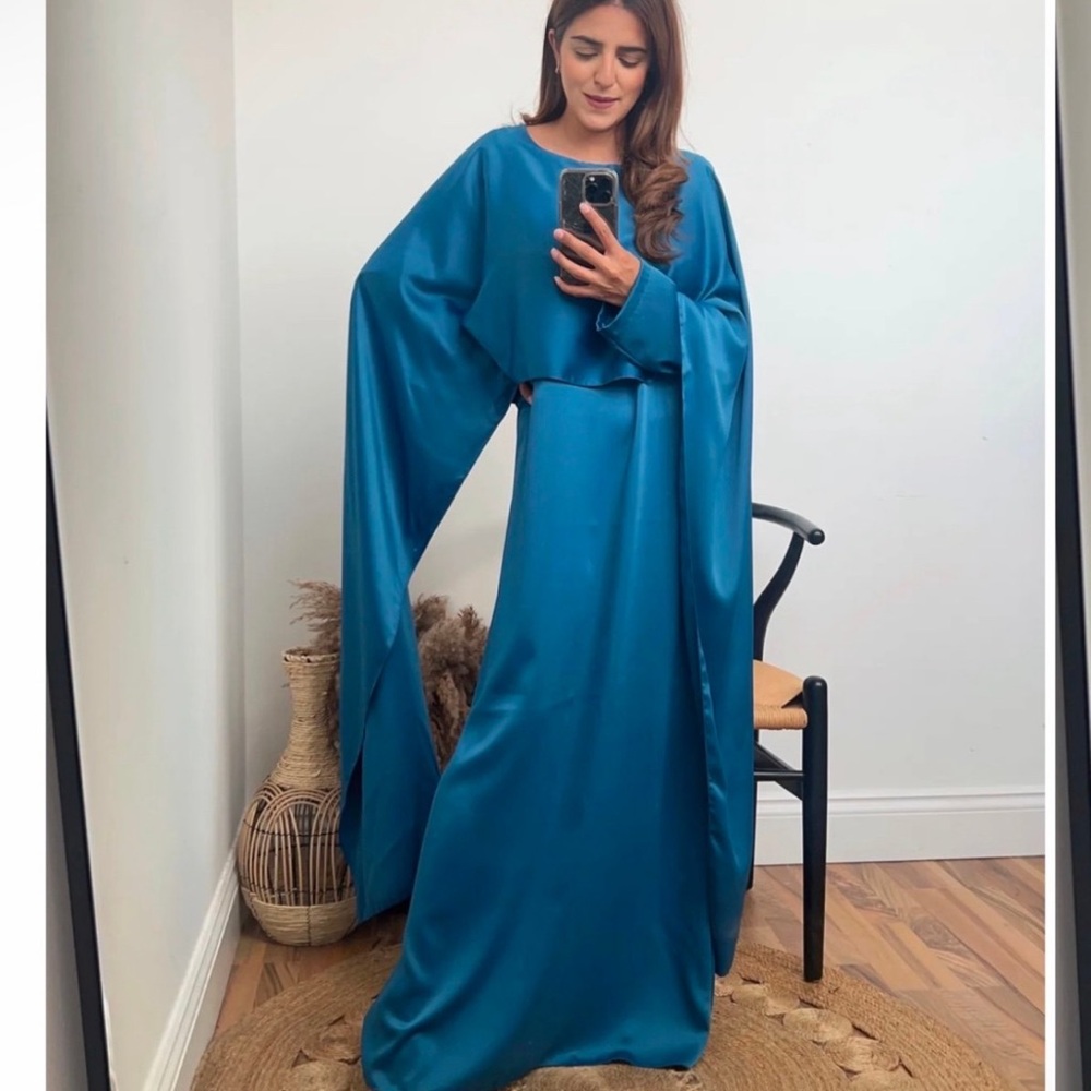 Elegant Blue Satin Dress